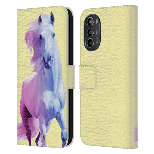 Mark Ashkenazi Pastel Potraits Yellow Horse Leather Book Wallet Case Cover For Motorola Moto G82 5G