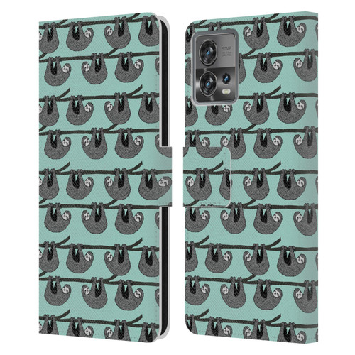 Andrea Lauren Design Animals Sloth Leather Book Wallet Case Cover For Motorola Moto Edge 30 Fusion