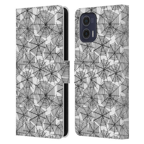 Andrea Lauren Design Assorted Spider Webs Leather Book Wallet Case Cover For Motorola Moto G73 5G