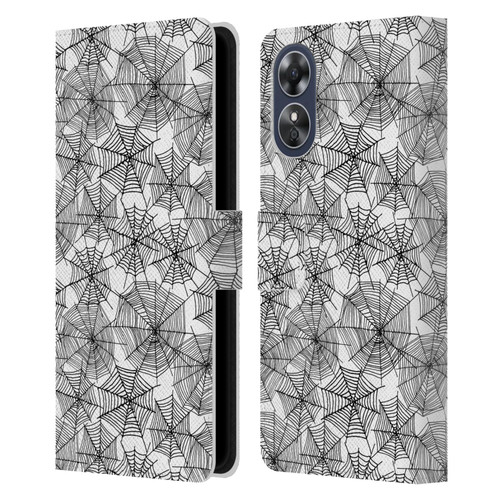 Andrea Lauren Design Assorted Spider Webs Leather Book Wallet Case Cover For OPPO A17