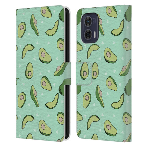 Andrea Lauren Design Food Pattern Avocado Leather Book Wallet Case Cover For Motorola Moto G73 5G