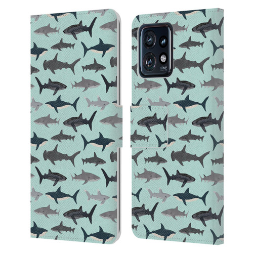 Andrea Lauren Design Sea Animals Sharks Leather Book Wallet Case Cover For Motorola Moto Edge 40 Pro