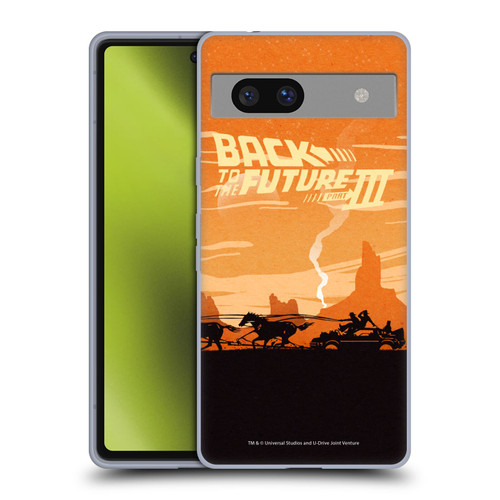 Back to the Future Movie III Car Silhouettes Desert Soft Gel Case for Google Pixel 7a