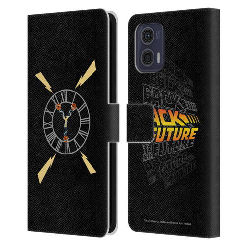 Back to the Future I Graphics Clock Tower Leather Book Wallet Case Cover For Motorola Moto G73 5G