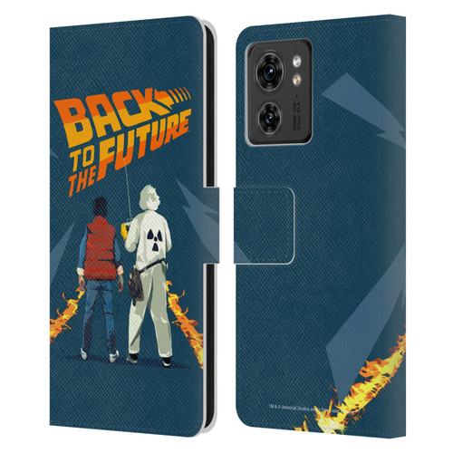 Back to the Future I Key Art Dr. Brown And Marty Leather Book Wallet Case Cover For Motorola Moto Edge 40