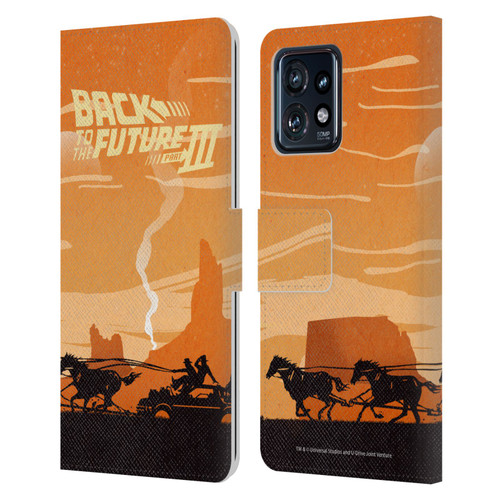 Back to the Future Movie III Car Silhouettes Car In Desert Leather Book Wallet Case Cover For Motorola Moto Edge 40 Pro