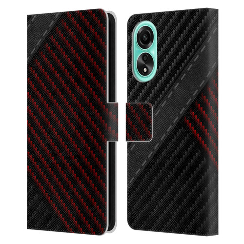 Alyn Spiller Carbon Fiber Stitch Leather Book Wallet Case Cover For OPPO A78 4G