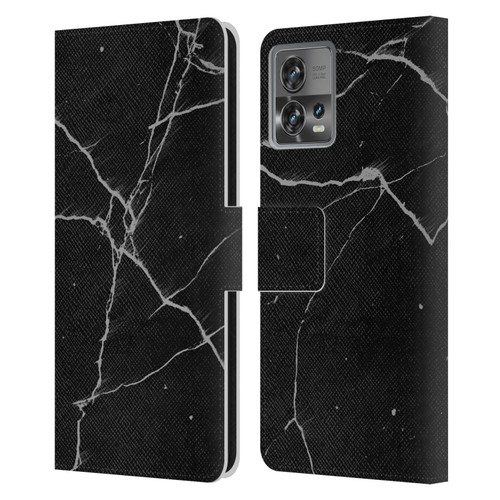 Alyn Spiller Marble Black Leather Book Wallet Case Cover For Motorola Moto Edge 30 Fusion