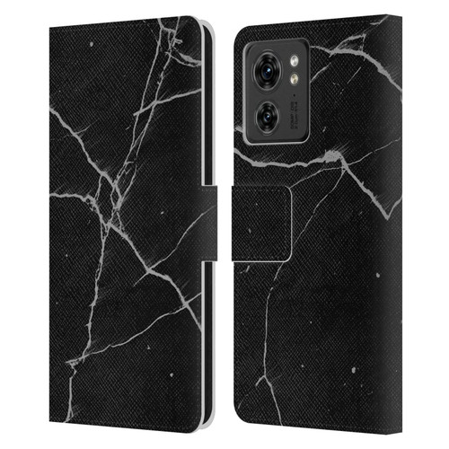 Alyn Spiller Marble Black Leather Book Wallet Case Cover For Motorola Moto Edge 40