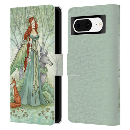 Amy Brown Magical Fairies Woodland Fairy With Fox & Wolf Leather Book Wallet Case Cover For Google Pixel 8