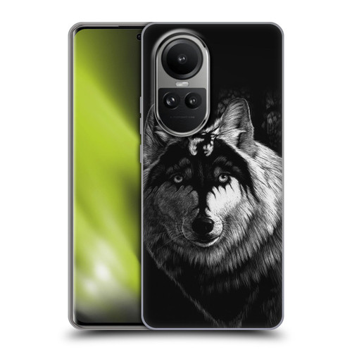 Stanley Morrison Black And White Gray Wolf With Dragon Marking Soft Gel Case for OPPO Reno10 5G / Reno10 Pro 5G