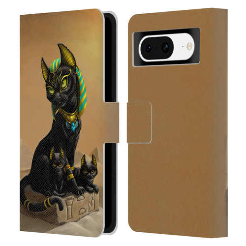 Stanley Morrison Art Egyptian Bastet Cat & Kittens Leather Book Wallet Case Cover For Google Pixel 8