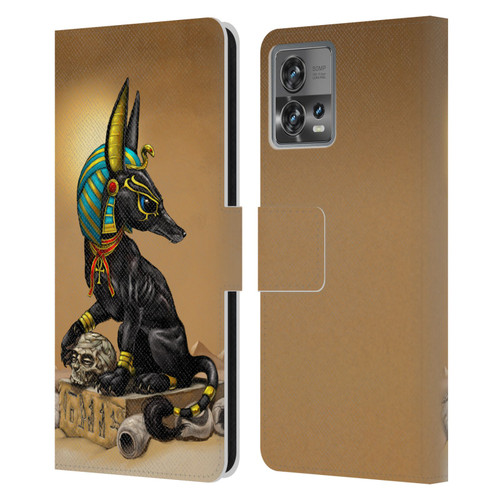 Stanley Morrison Art Egyptian Black Jackal Anubis Leather Book Wallet Case Cover For Motorola Moto Edge 30 Fusion