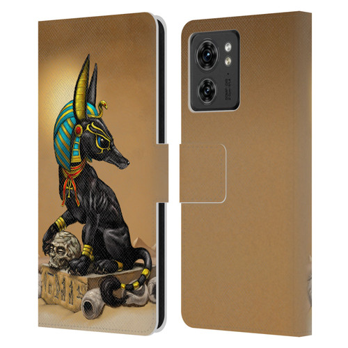 Stanley Morrison Art Egyptian Black Jackal Anubis Leather Book Wallet Case Cover For Motorola Moto Edge 40