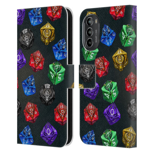 Stanley Morrison Art Six Dragons Gaming Dice Set Leather Book Wallet Case Cover For Motorola Moto G82 5G