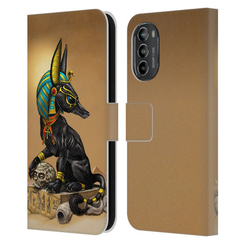 Stanley Morrison Art Egyptian Black Jackal Anubis Leather Book Wallet Case Cover For Motorola Moto G82 5G