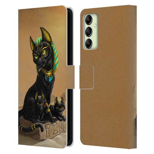 Stanley Morrison Art Egyptian Bastet Cat & Kittens Leather Book Wallet Case Cover For Samsung Galaxy A14 5G