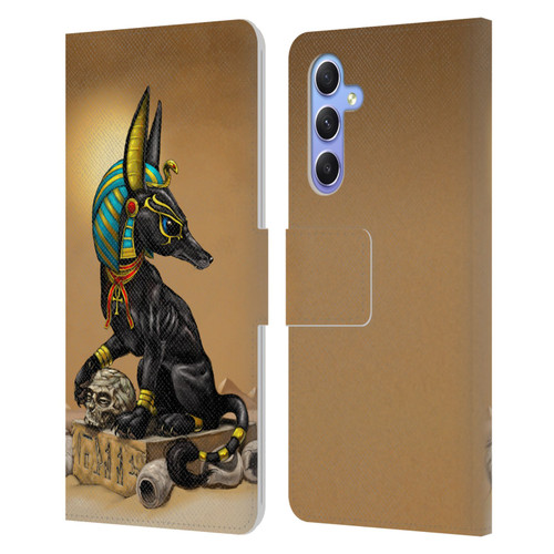 Stanley Morrison Art Egyptian Black Jackal Anubis Leather Book Wallet Case Cover For Samsung Galaxy A34 5G