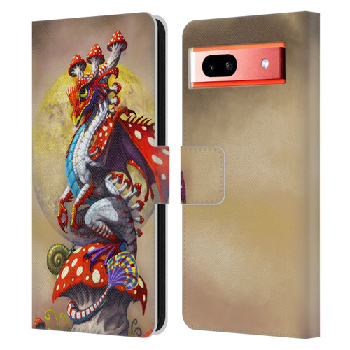 Stanley Morrison Dragons 3 Mushroom Garden Leather Book Wallet Case Cover For Google Pixel 7a