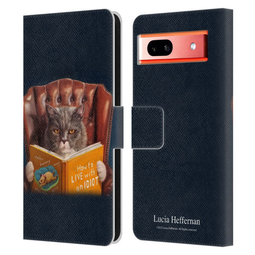 Lucia Heffernan Art Cat Self Help Leather Book Wallet Case Cover For Google Pixel 7a
