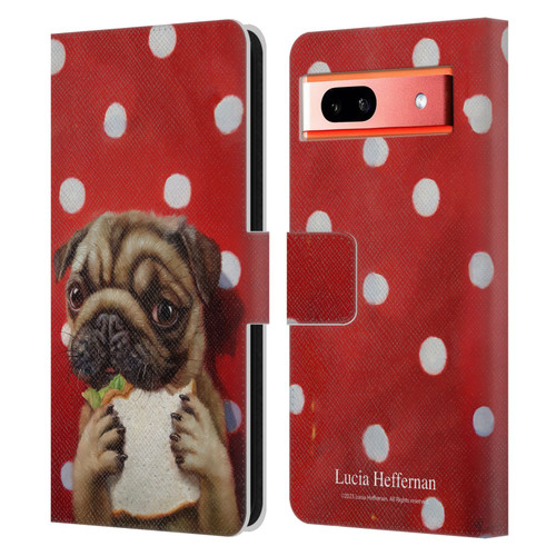 Lucia Heffernan Art Pugalicious Leather Book Wallet Case Cover For Google Pixel 7a