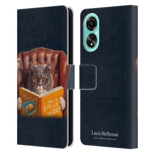 Lucia Heffernan Art Cat Self Help Leather Book Wallet Case Cover For OPPO A78 5G