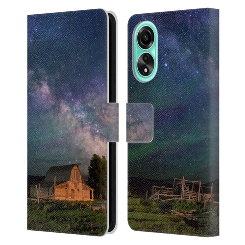 Royce Bair Nightscapes Grand Teton Barn Leather Book Wallet Case Cover For OPPO A78 5G