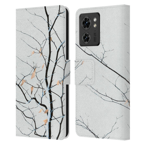 Dorit Fuhg Forest White Leather Book Wallet Case Cover For Motorola Moto Edge 40