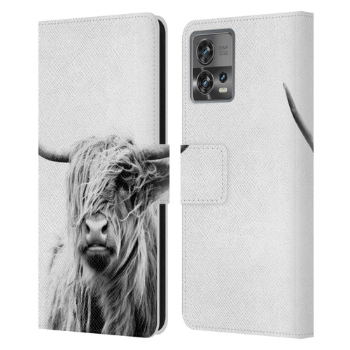 Dorit Fuhg Travel Stories Portrait of a Highland Cow Leather Book Wallet Case Cover For Motorola Moto Edge 30 Fusion
