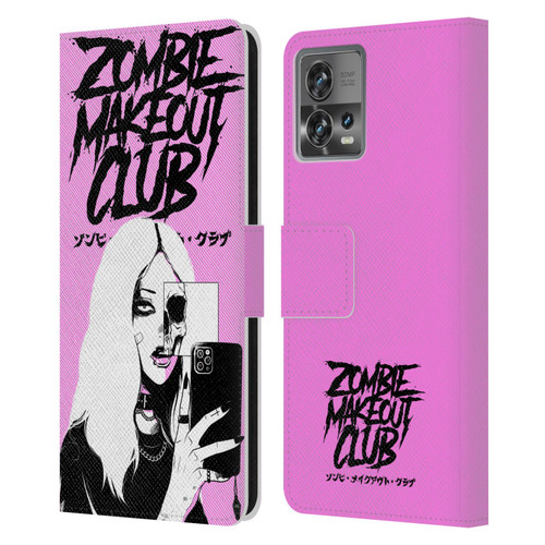 Zombie Makeout Club Art Selfie Skull Leather Book Wallet Case Cover For Motorola Moto Edge 30 Fusion