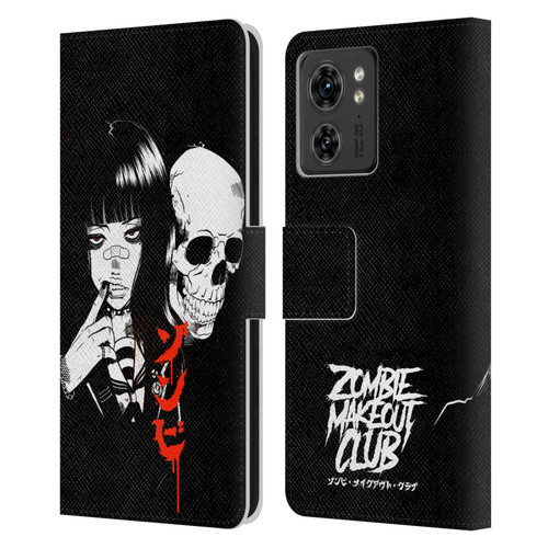 Zombie Makeout Club Art Girl And Skull Leather Book Wallet Case Cover For Motorola Moto Edge 40