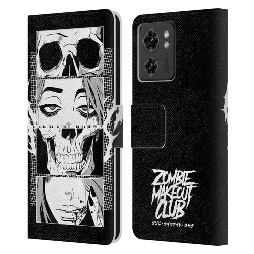 Zombie Makeout Club Art Skull Collage Leather Book Wallet Case Cover For Motorola Moto Edge 40