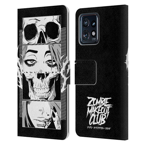 Zombie Makeout Club Art Skull Collage Leather Book Wallet Case Cover For Motorola Moto Edge 40 Pro