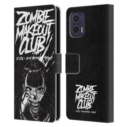 Zombie Makeout Club Art Face Off Leather Book Wallet Case Cover For Motorola Moto G73 5G