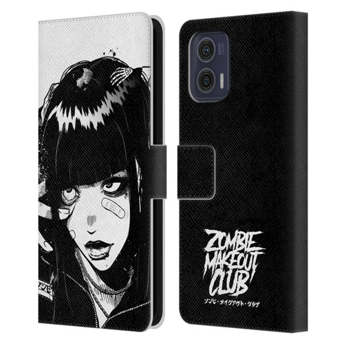 Zombie Makeout Club Art See Thru You Leather Book Wallet Case Cover For Motorola Moto G73 5G