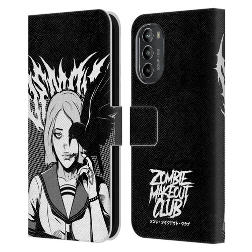 Zombie Makeout Club Art Crow Leather Book Wallet Case Cover For Motorola Moto G82 5G