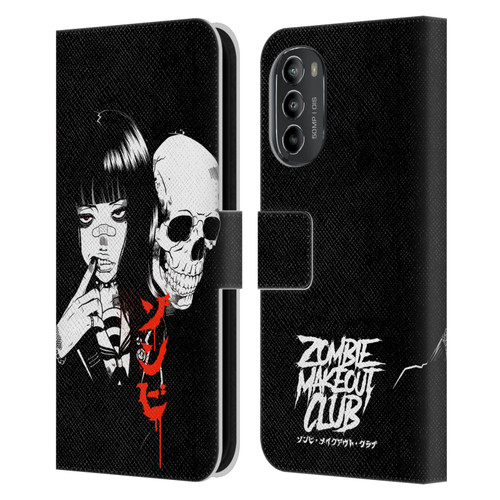 Zombie Makeout Club Art Girl And Skull Leather Book Wallet Case Cover For Motorola Moto G82 5G