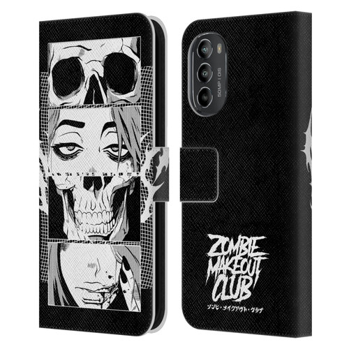 Zombie Makeout Club Art Skull Collage Leather Book Wallet Case Cover For Motorola Moto G82 5G