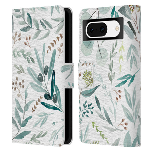 Anis Illustration Bloomers Eucalyptus Leather Book Wallet Case Cover For Google Pixel 8