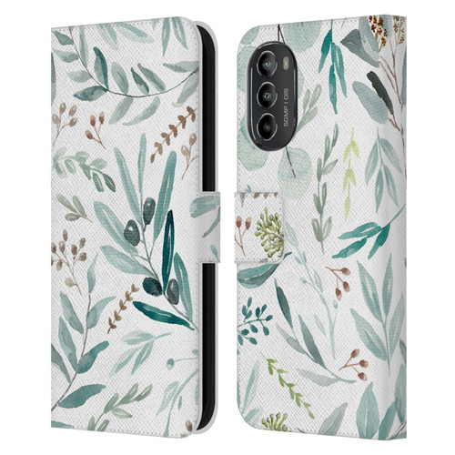 Anis Illustration Bloomers Eucalyptus Leather Book Wallet Case Cover For Motorola Moto G82 5G