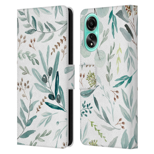 Anis Illustration Bloomers Eucalyptus Leather Book Wallet Case Cover For OPPO A78 4G