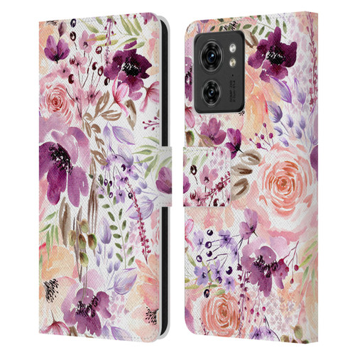 Anis Illustration Flower Pattern 3 Floral Chaos Leather Book Wallet Case Cover For Motorola Moto Edge 40