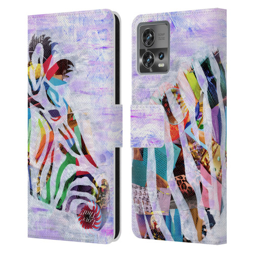Artpoptart Animals Purple Zebra Leather Book Wallet Case Cover For Motorola Moto Edge 30 Fusion