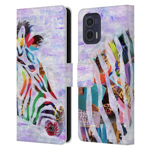Artpoptart Animals Purple Zebra Leather Book Wallet Case Cover For Motorola Moto G73 5G