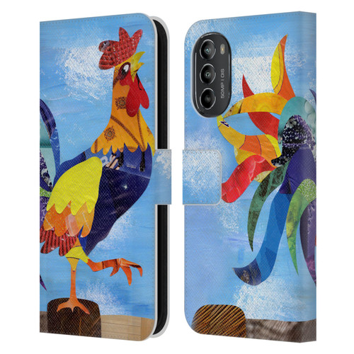 Artpoptart Animals Colorful Rooster Leather Book Wallet Case Cover For Motorola Moto G82 5G