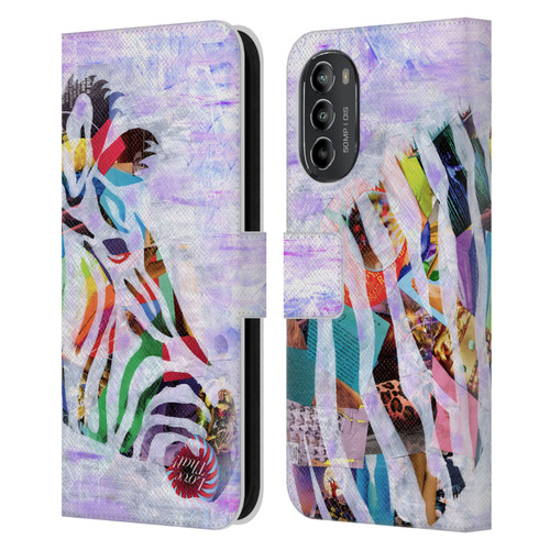 Artpoptart Animals Purple Zebra Leather Book Wallet Case Cover For Motorola Moto G82 5G