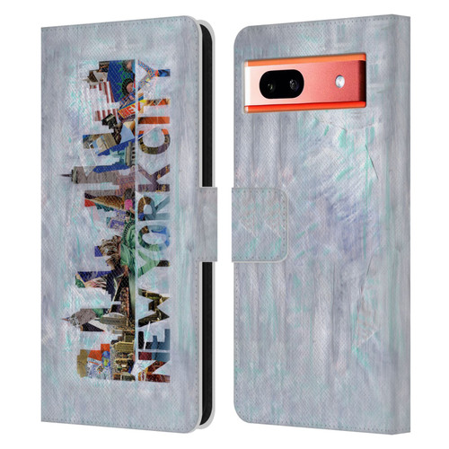 Artpoptart Travel New York Leather Book Wallet Case Cover For Google Pixel 7a