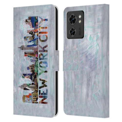 Artpoptart Travel New York Leather Book Wallet Case Cover For Motorola Moto Edge 40