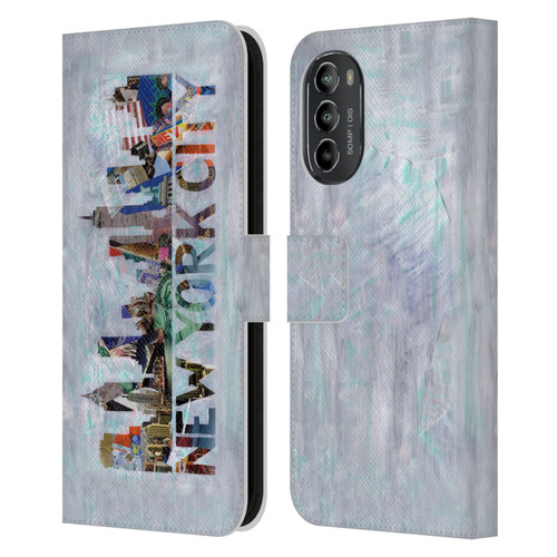 Artpoptart Travel New York Leather Book Wallet Case Cover For Motorola Moto G82 5G