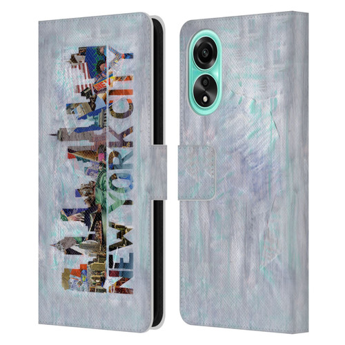 Artpoptart Travel New York Leather Book Wallet Case Cover For OPPO A78 4G